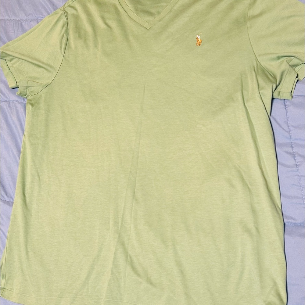 Polo by Ralph Lauren Men's Green V-Neck Shirt